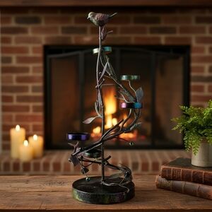 HANDCRAFTED Upcycled Metal Tea Light Candle Holder HANDPAINTED Table Art Decor